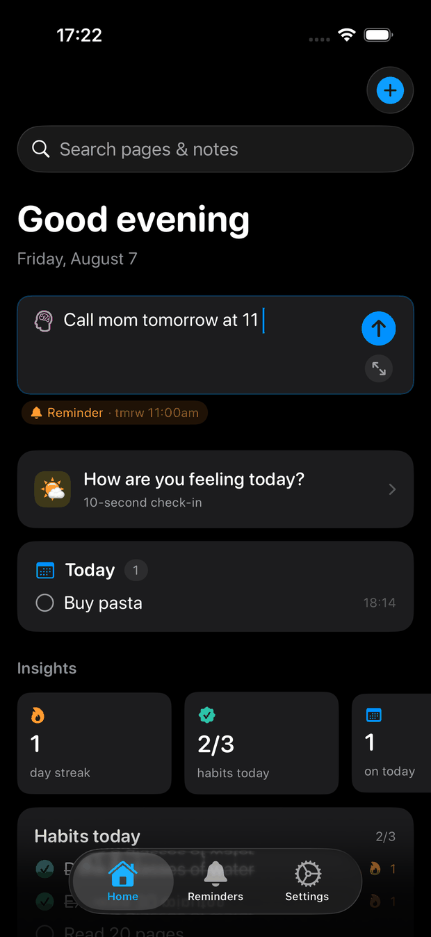 The Nestriq home screen