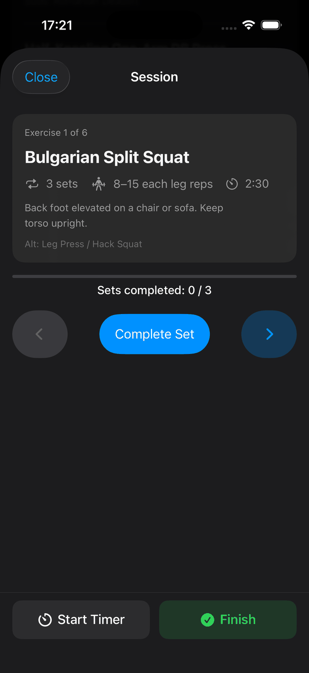 A workout session